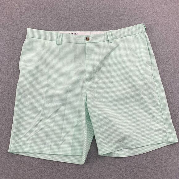 Oak Hill Classic Seersucker Shorts Mens Size 48 Green Gingham Plaid Inseam 9" - Picture 1 of 16